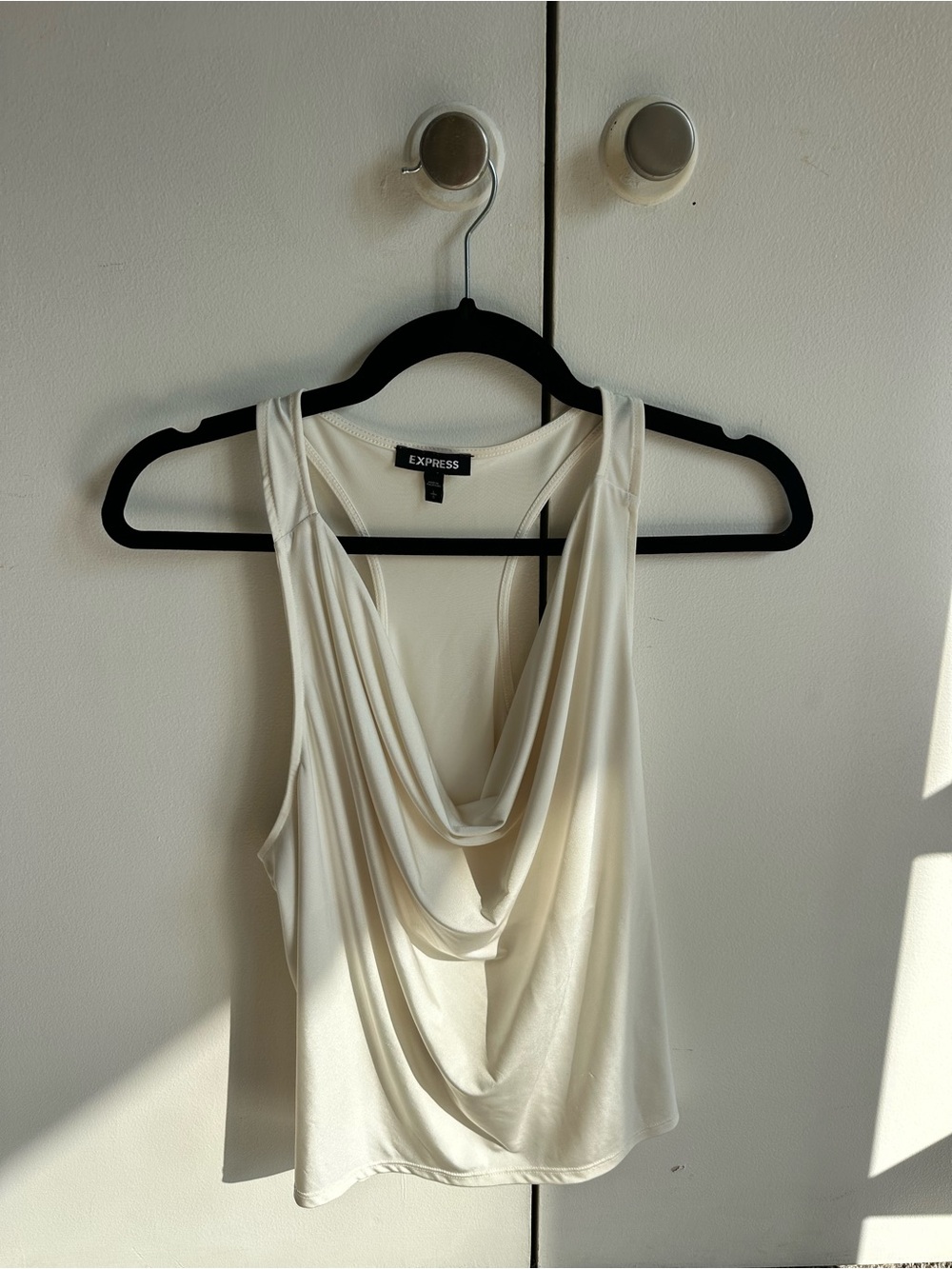 Express Cream Draped Cowl Neck Camisole